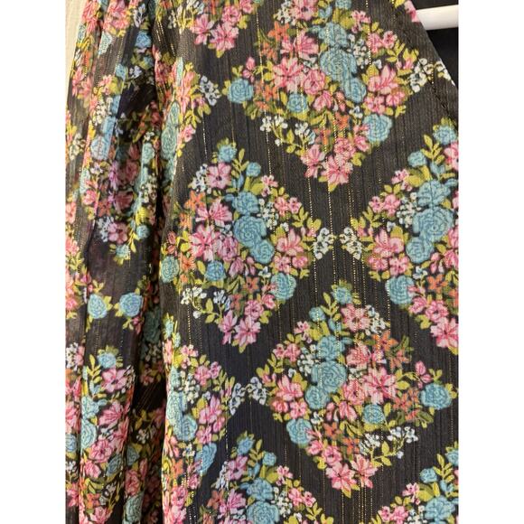 NWT LC Lauren Conrad High Low Hem Faux Wrap Maxi Dress Chiffon Ditsy Floral XL - Picture 2 of 6